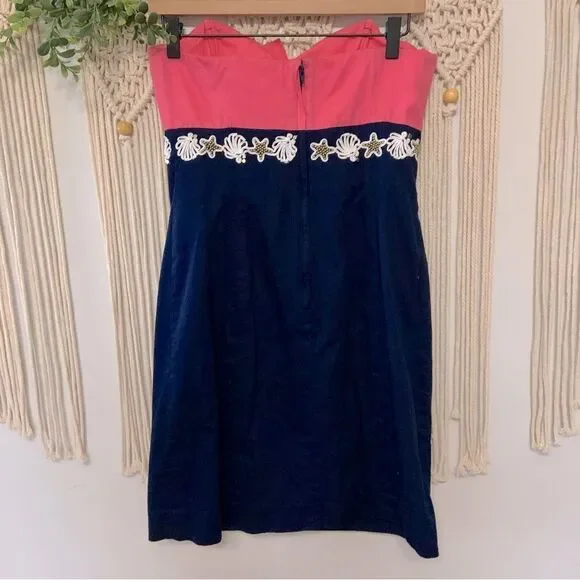LILLY PULITZER Krissa Strapless Dress Multi Colorblock Pink Blue Size 6 - Picture 3 of 16